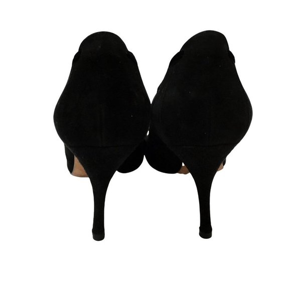 YSL Yves Saint Laurent Suede Leather Heels Size 39.5 Scallop Edge Pumps Womens - Picture 3 of 12